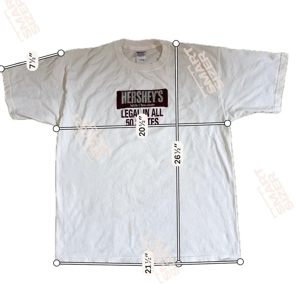 Gildan Hersheys Milk Chocolate‎ Legal In All 50 States Graphic T-Shirt White XL